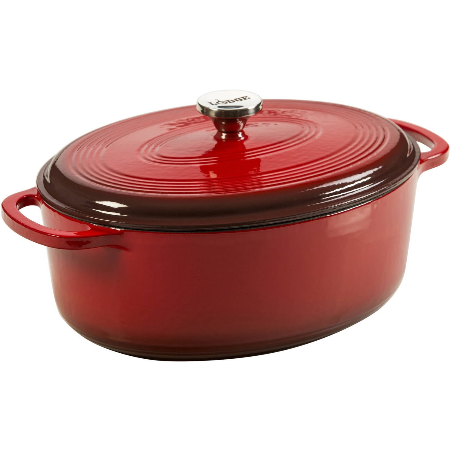 Lodge Cast Iron 7 Quart Oval Enameled Cast Iron Dutch Oven in Red - Ideal  for Slow-Roasting, Simmering, and Baking Bread in the Cooking Pots  department at