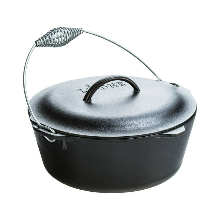 Lodge Pro Logic Cast Iron 5 qt. Dutch Oven w/Spiral Bail and Iron Cover