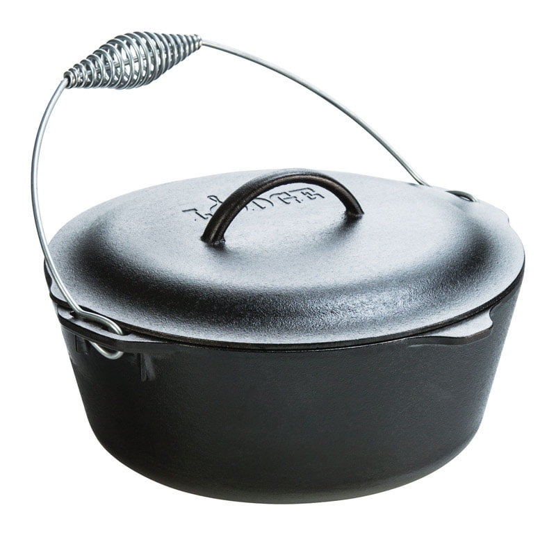 Classic Black 7 qt Cast Iron Dutch Oven with Spiral-Grip Handle
