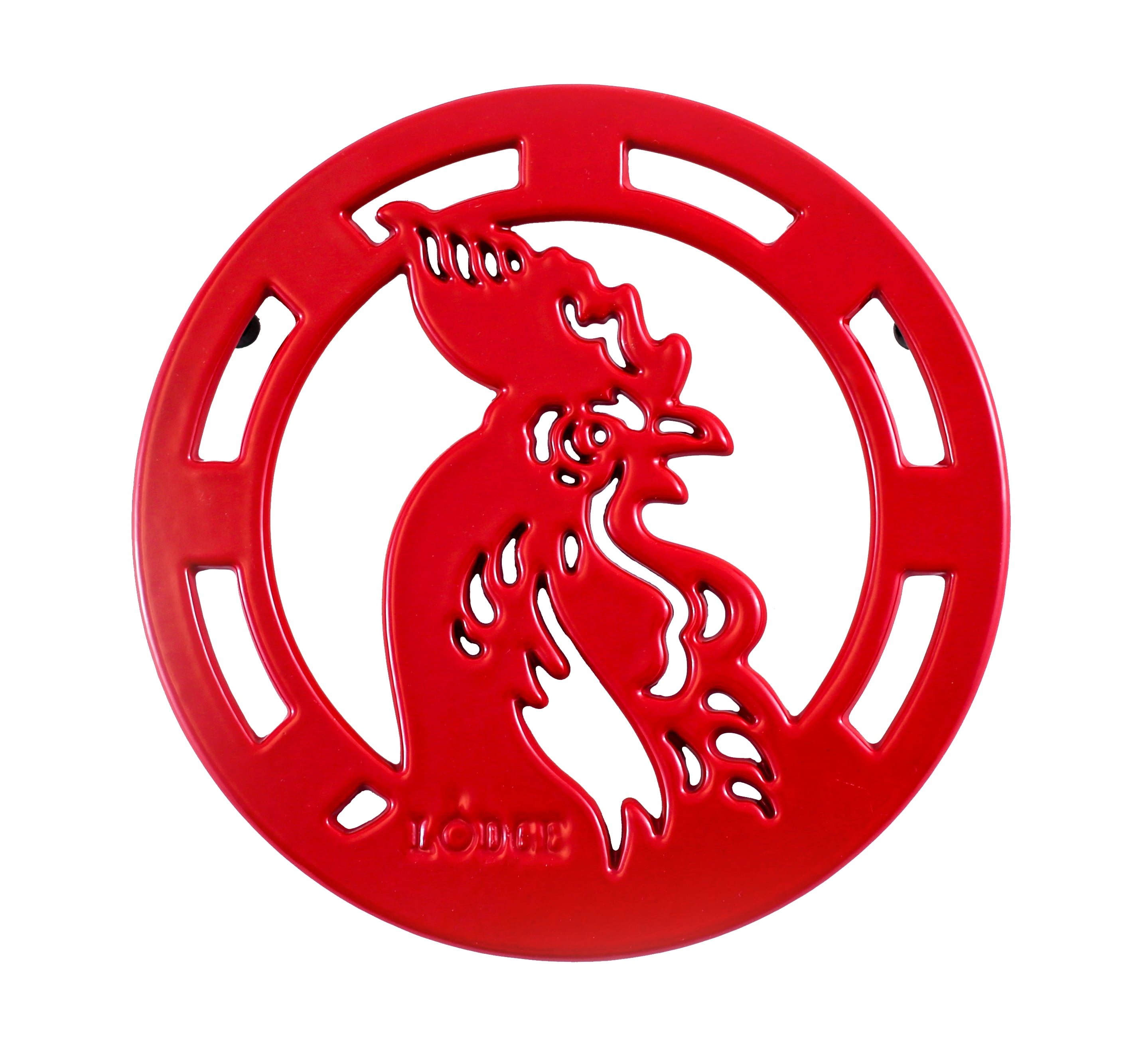 8-Inch Red Enameled Cast Iron Rooster Trivet