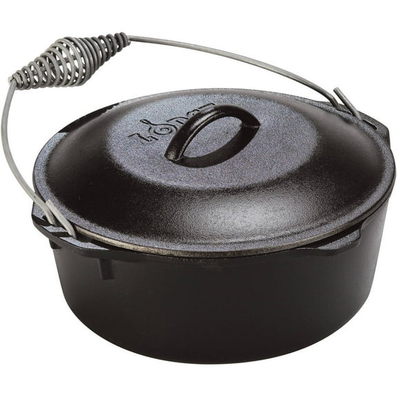 Lodge Cast Iron 9 Quart Seasoned Cast Iron Camp Dutch Oven With Bail Handle