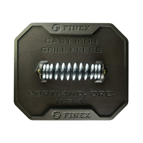 FINEX 8" Grill Press - Cast Iron Press for Grilling - Superior Heat Retention - Even Cooking - Versatile Grill Press - Pre-Seasoned Cast Iron - Compatible with FINEX Skillets, Grill Pans & Griddle