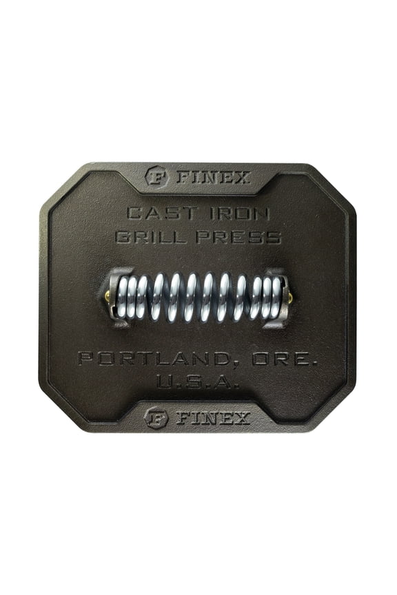 8" Grill Press - Cast Iron Press for Grilling - Superior Heat Retention - Even Cooking - Versatile Grill Press - Pre-Seasoned Cast Iron - Compatible with FINEX Skillets, Grill Pans & Griddle