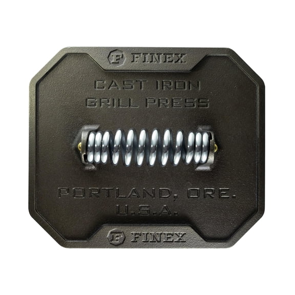 FINEX 8" Grill Press - Cast Iron Press for Grilling - Superior Heat Retention - Even Cooking - Versatile Grill Press - Pre-Seasoned Cast Iron - Compatible with FINEX Skillets, Grill Pans & Griddle