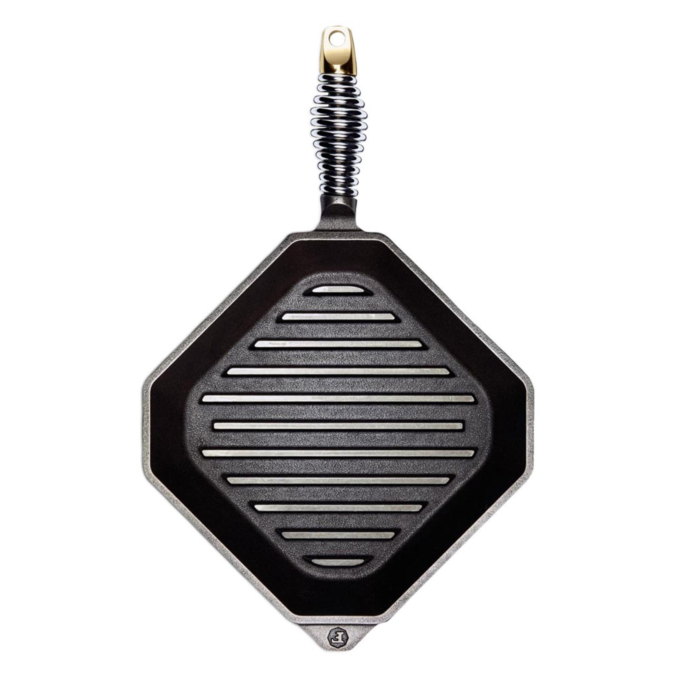 FINEX 10" Cast Iron Grill Pan - Grill Pans with Superior Heat Distribution - Near Non-Stick for Easy Cleaning - Cast Iron Grill Pan - For Indoor & Outdoor Grilling - Pre-Seasoned with Flaxseed Oil