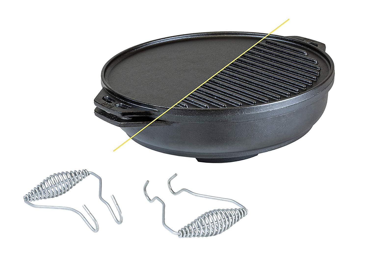 Cast Iron Reversible Grill Griddle 14-Inch Double Handled Cast