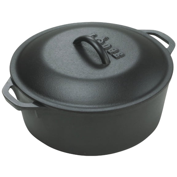 Lodge Logic L8DOL3 Pre-Seasoned 5-Quart Dutch Oven with Loop Handles by Lodge
