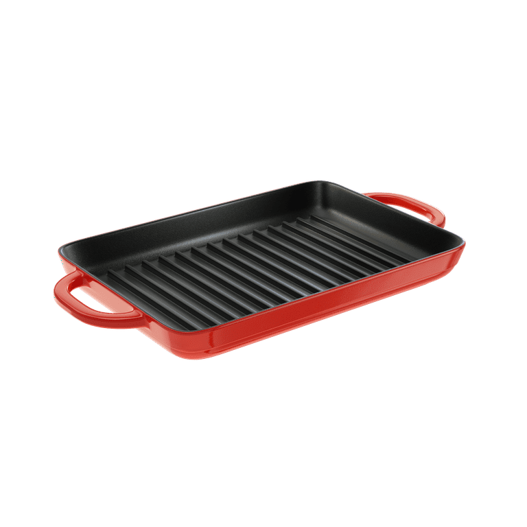 Lodge Cast Iron Enameled Cast Iron Grill Pan, Red 