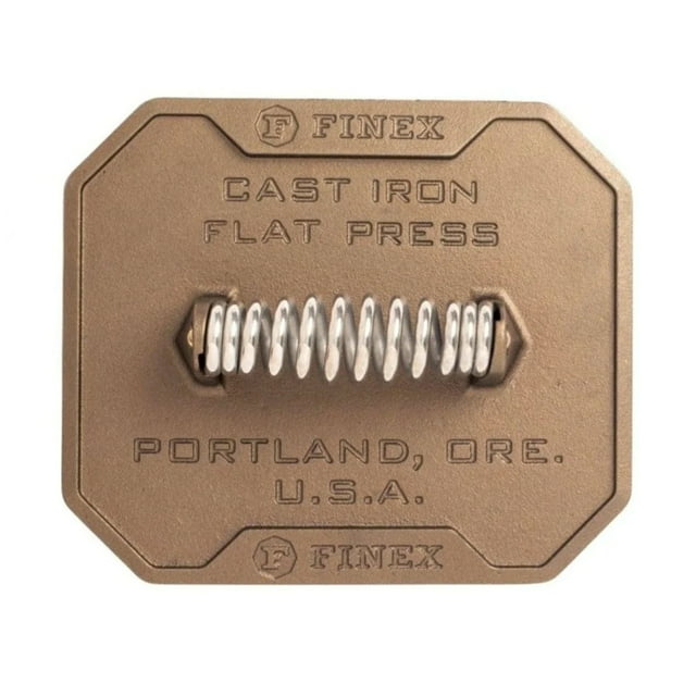 FINEX 8" Flat Press - Cast Iron Flat Press - For Bacon, Veggies, Sausages & More - Stronger Searing - Pre-Seasoned Cast Iron - Compatible with FINEX Skillets, Grill Pans & Griddle