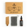 thumbnail image 1 of FINEX Cast Iron Care Kit - Cast Iron Cleaner - Maintain Cast Iron Cookware - Restores Vintage Pieces - With Organic Flaxseed Oil, Oak Wood Scraper & Cast Iron Chainmail Scrubber, 1 of 7