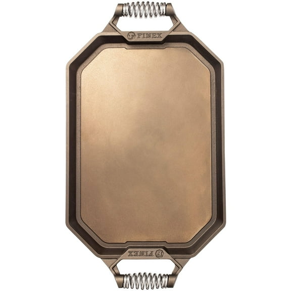 FINEX Cast Iron Double Burner Griddle - Griddle Plate - Even Heat Distribution - Non-Stick Cooking - Cast Iron Double Griddle Pan for Stove Top & More - Indoor & Outdoor Use - 22"