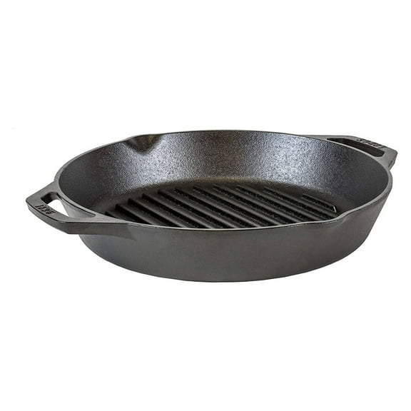 Lodge Cast Iron Grill Pan for Indoor/Outdoor Use, Dual Handles, Pre-seasoned and , 12 inch