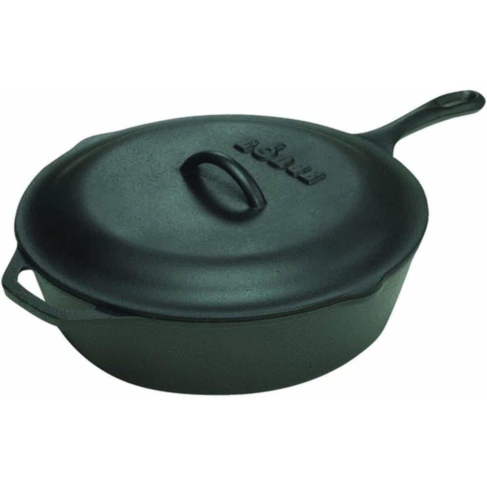 Lodge 10.25 in. Cast Iron Deep Skillet in Black with Lid L8CF3