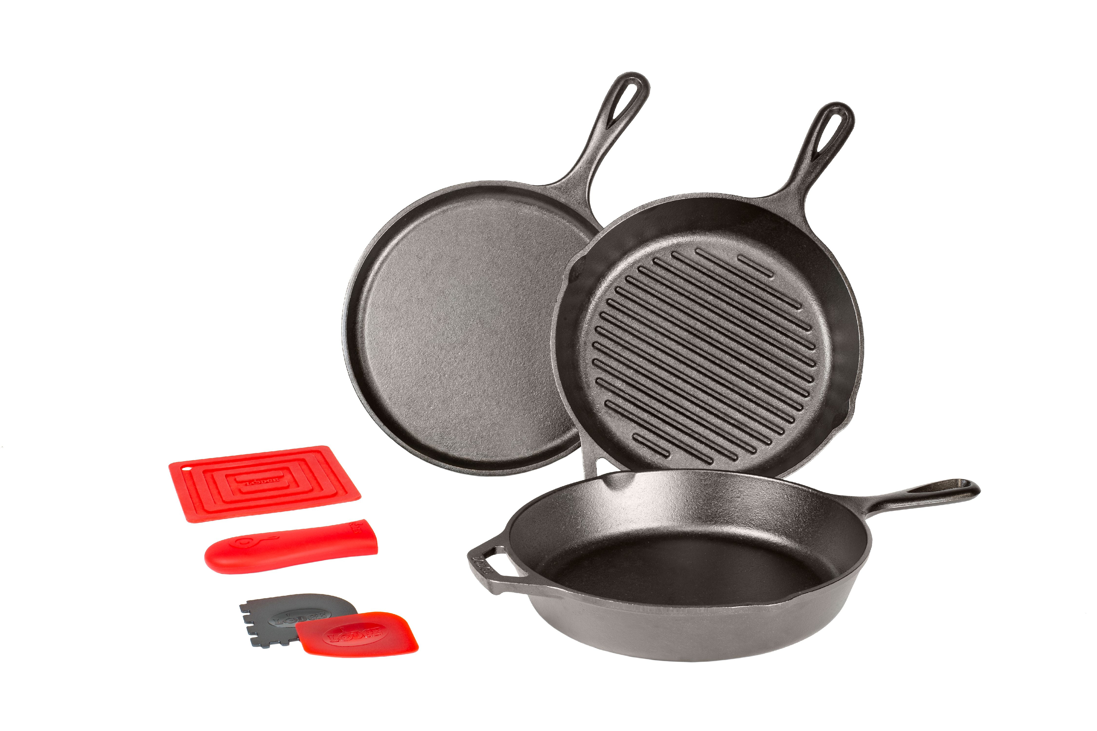 Pre-Seasoned Cast Iron Skillet 4-Piece Complete Chef Set (6, 8 10 and  12)