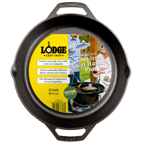 Lodge Cast Iron Seasoned 12" Dual Handle Pan-Savor The Outdoors