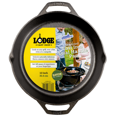 Lodge Cast Iron Seasoned 12" Dual Handle Pan-Savor The Outdoors