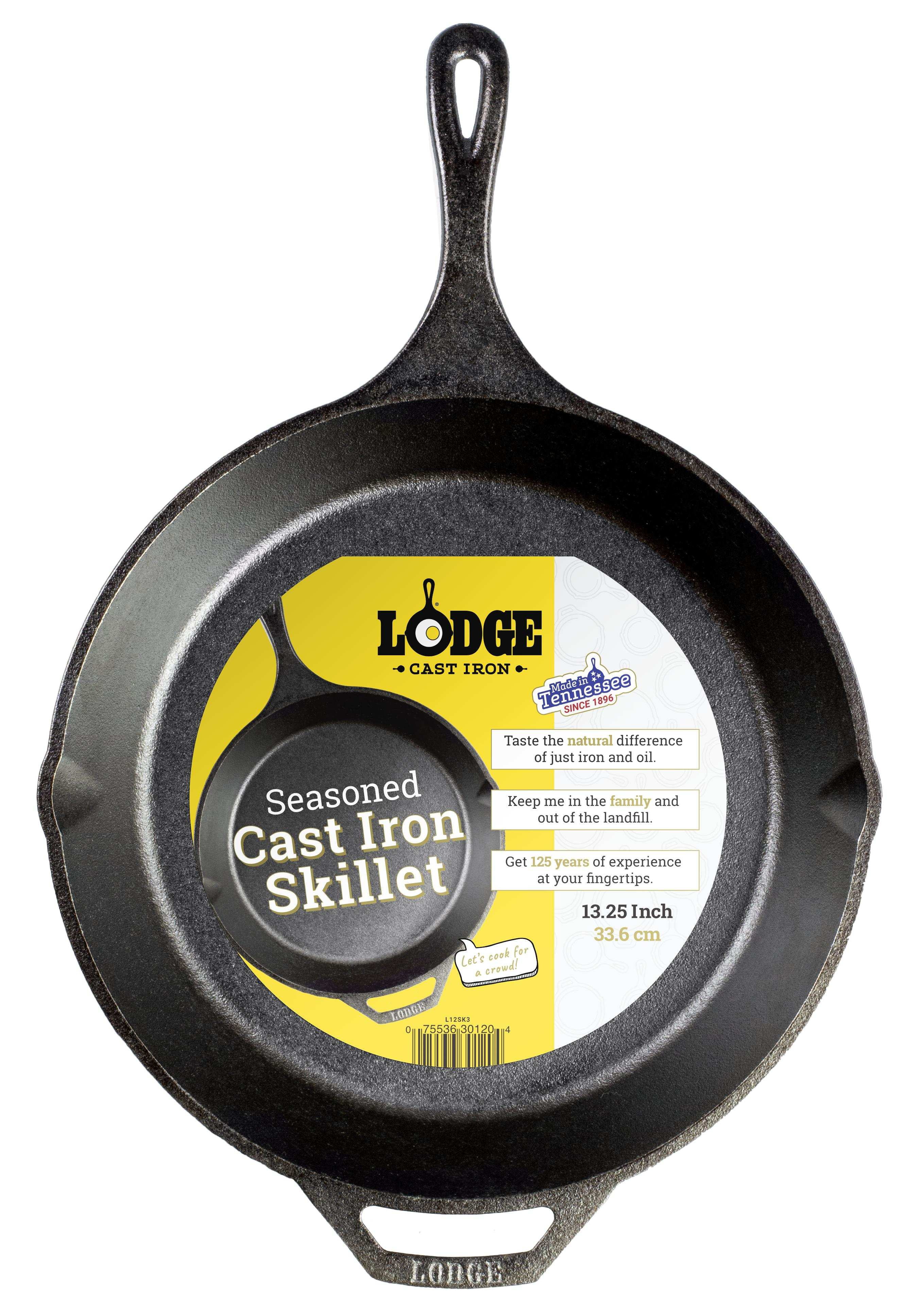 Lodge 13.25 Inch Black Cast Iron Skillet with Assist Handle