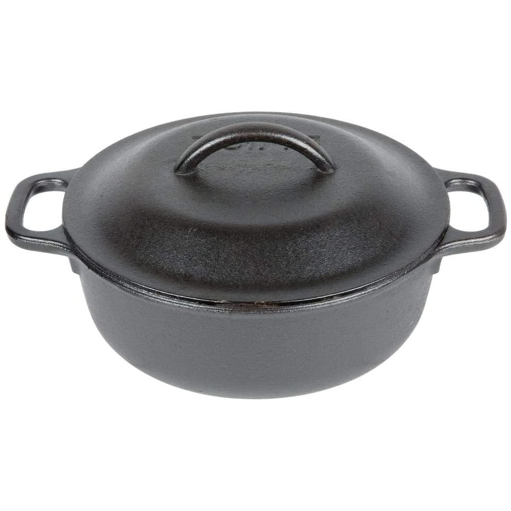 Lodge Cast Iron Serving Pot, 2 quarts, Non Stick, Black with Lid and Handles