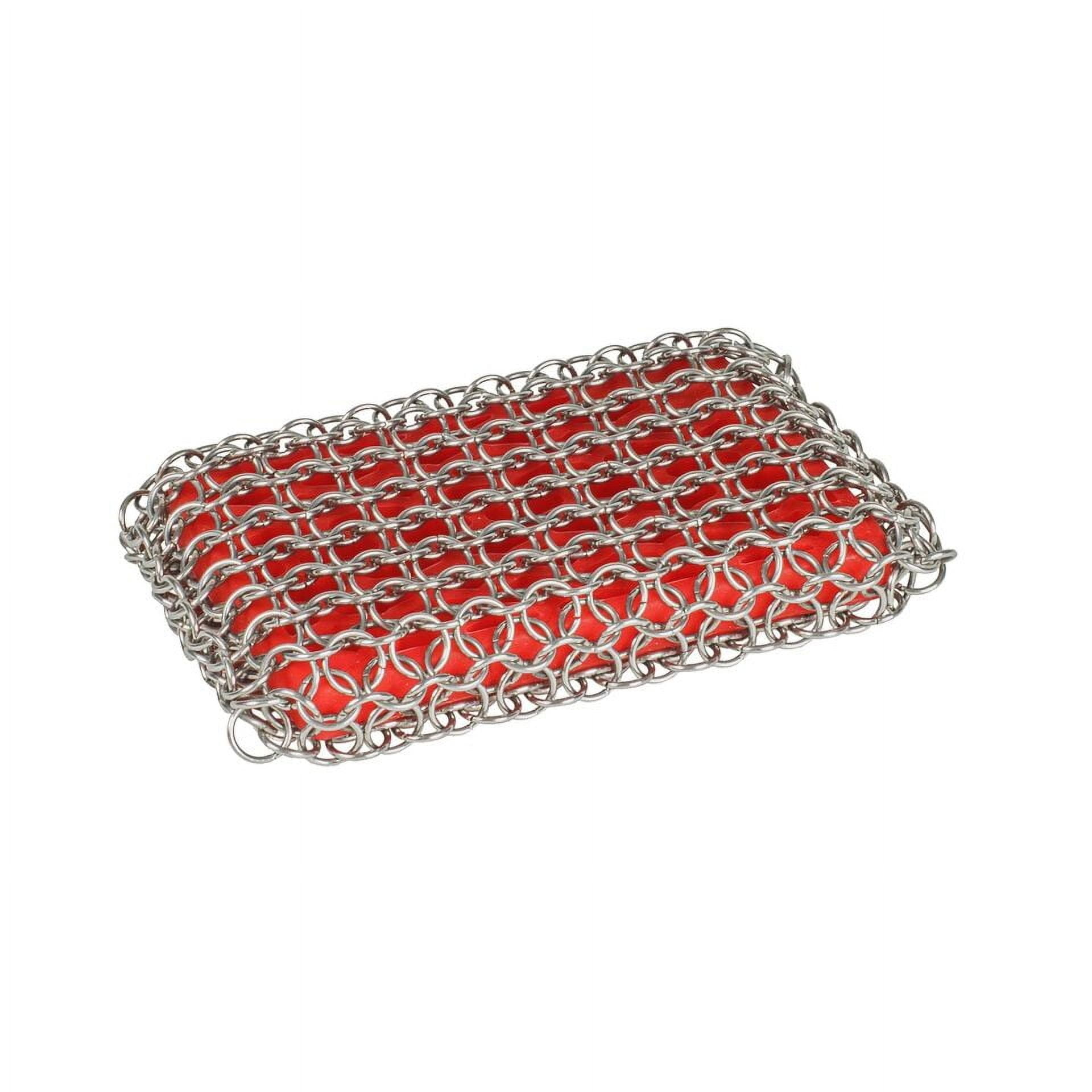Red and Silver Heavy Duty Stainless Steel Scrubbing Pad