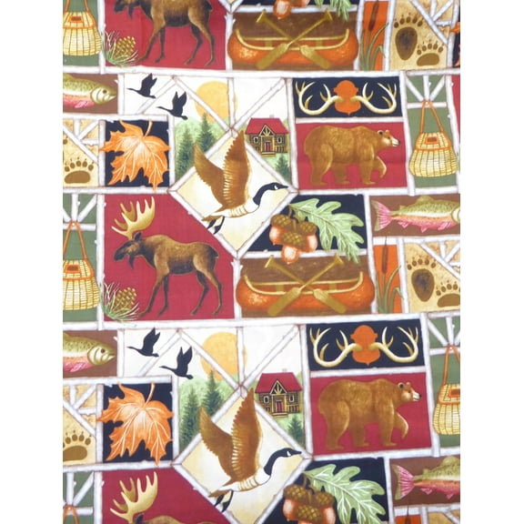 Lodge Collage Patch Cotton Fabric by Springs Creative 1.5 Yard Piece