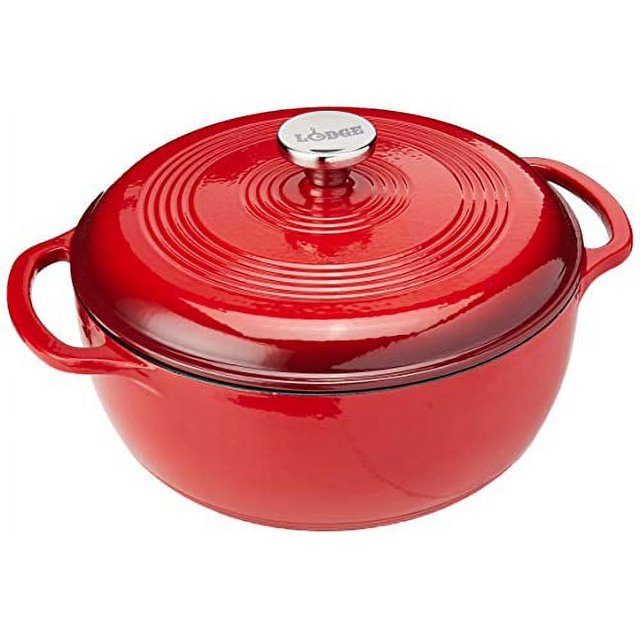 Lodge, Dutch Oven Red Clear Enamel 6 Quart