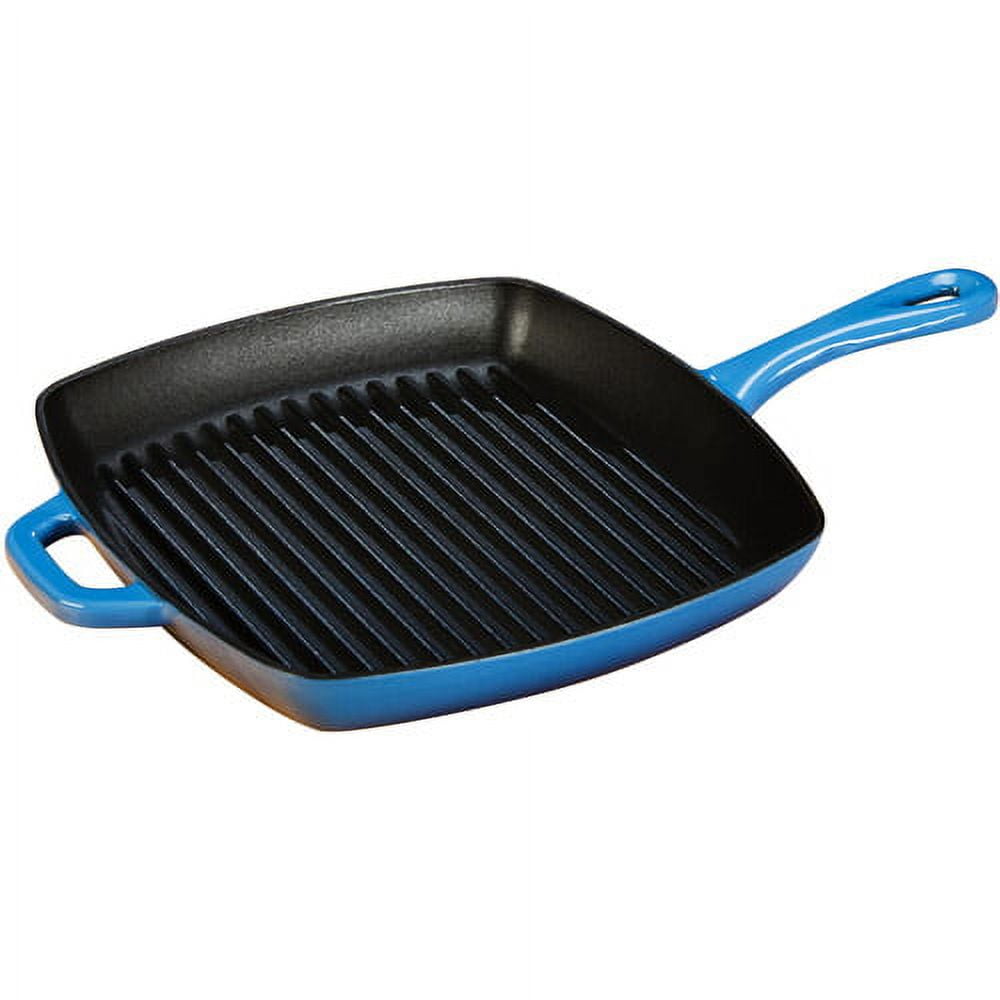 Lodge Enameled and Cast Iron 10 Square Grill Pan, Blue, ESCGP33 