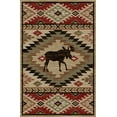 Lodge King High Country Multi Rustic Moose Area Rug