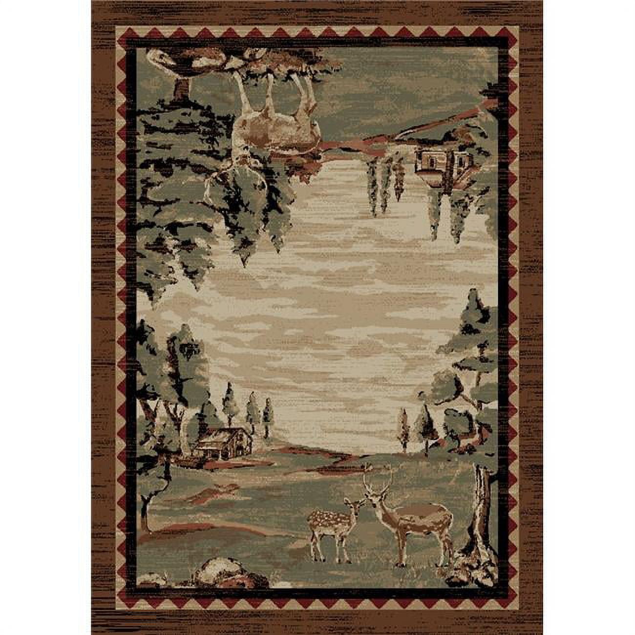 Rug Empire Lodge King Wildwood Deer Rustic Area Rug 5'3" x 7'7" 5' x 8