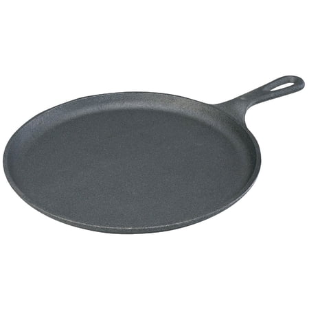 Lodge Logic Round Griddle - Pre-Seasoned Cast Iron - 10.5 in Diameter, Black — Residential Use, Standard Application