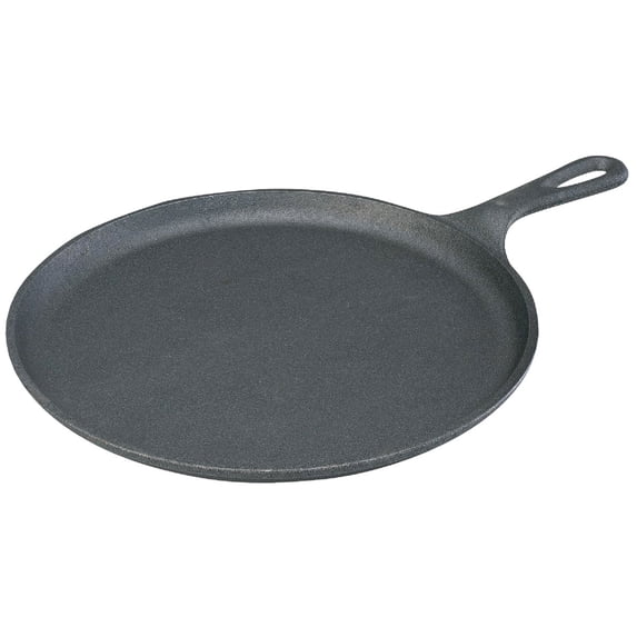 Lodge Logic Round Griddle - Pre-Seasoned Cast Iron - 10.5 in Diameter, Black — Residential Use, Standard Application