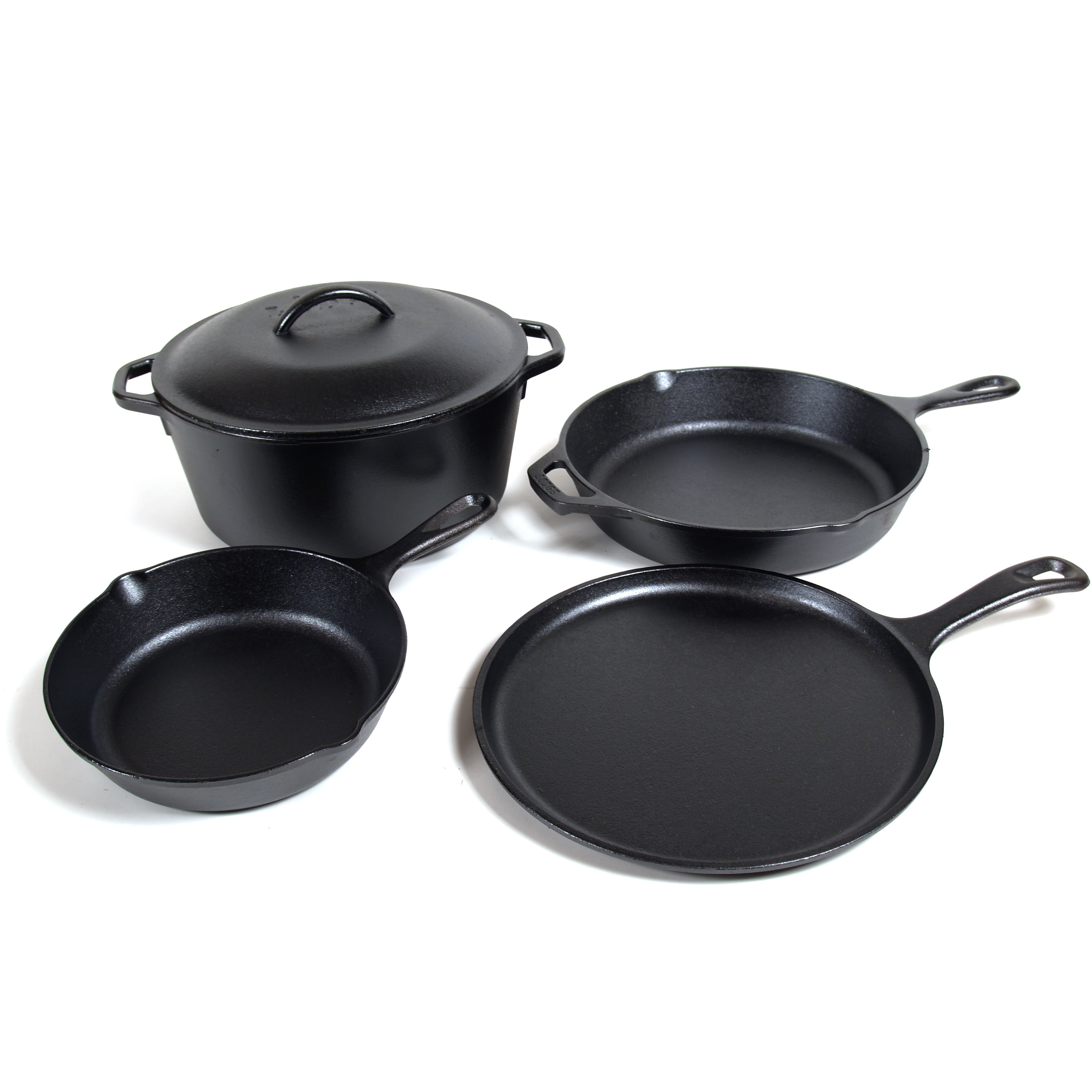 Lodge Cast Iron Seasoned 5-Piece Set with Skillet, Griddle & Dutch Oven - Walmart.com