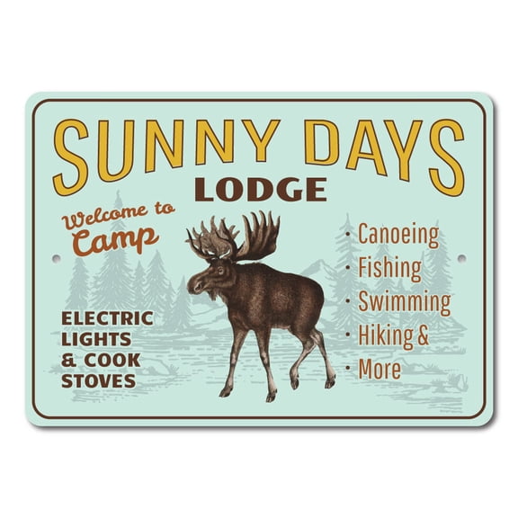 Lodge Name Sign, Custom Lodge Sign, Moose Lodge Decor, Cabin Aluminum Metal Decor Sign - 4x18 inches