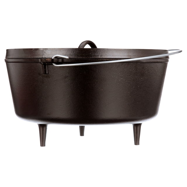 Lodge 4 qt Seasoned Cast Iron Deep Camp Dutch Oven with Bail Handle