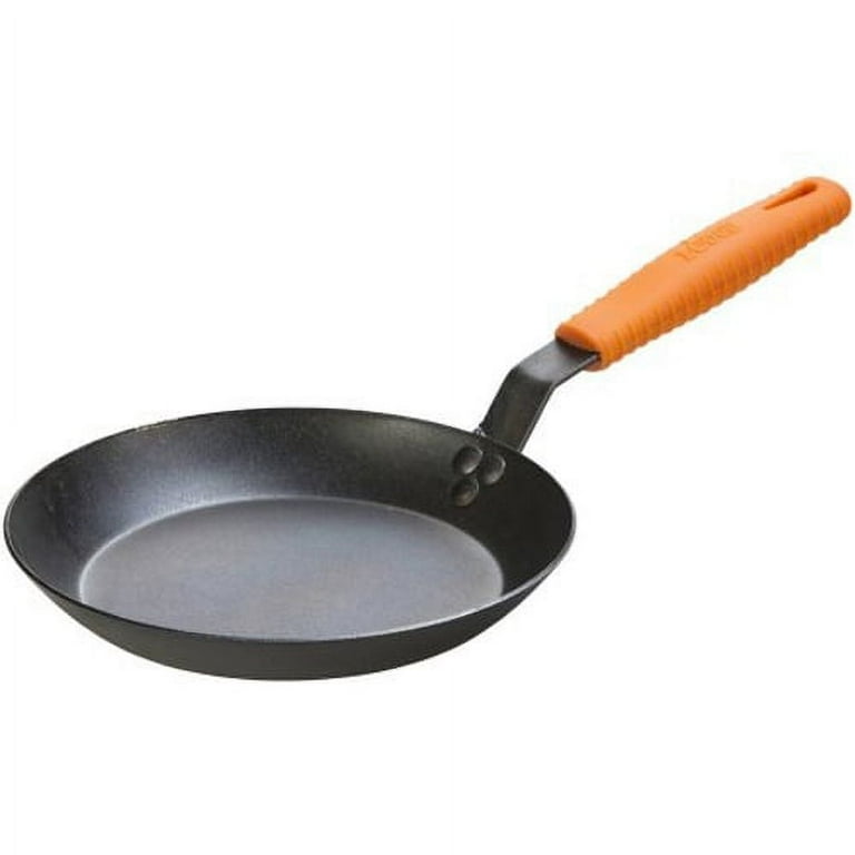 Lodge Iron Fry Pan, Seasoned Carbon Steel Skillet with Orange