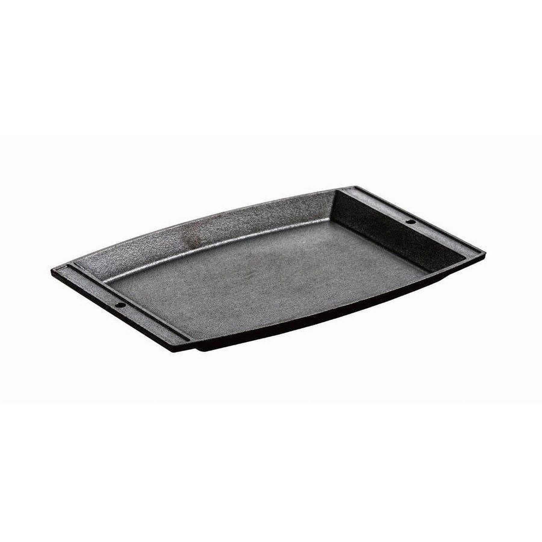 Black Cast Iron Rectangular Griddle with Raised Edges