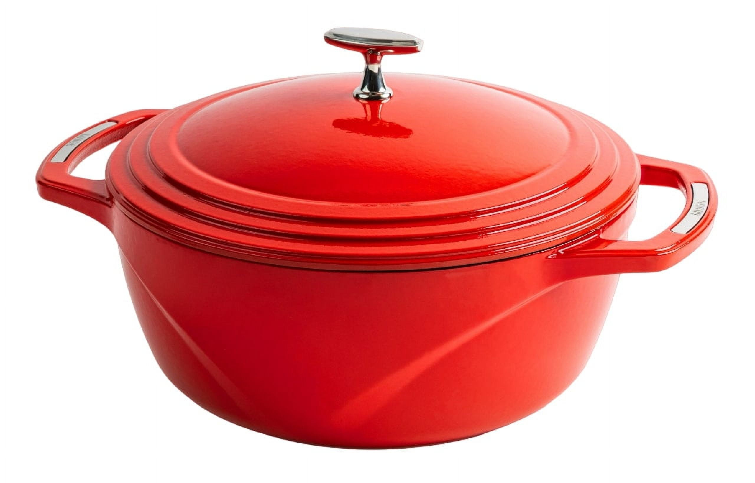 Smith & Clark 5-Quart Enameled Cast Iron Dutch Oven Pot With Lid In Red - Versatile For Soups, Stews, Braising & Baking