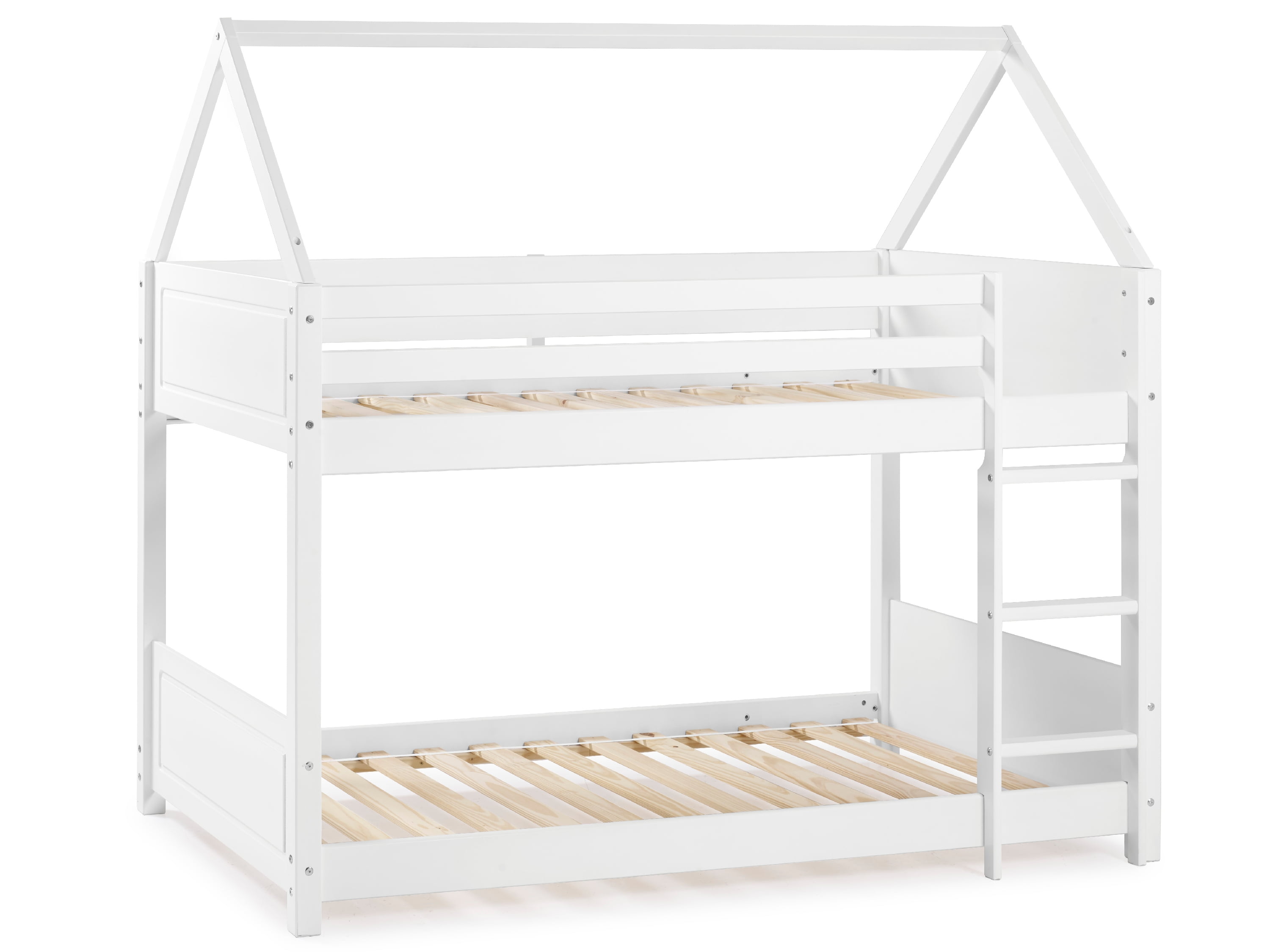 Lodgepole Kid's Twin Over Twin A-Frame Bunk Bed with Built-In Ladder, White