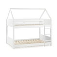 thumbnail image 1 of Lodgepole Kid's Twin Over Twin A-Frame Bunk Bed with Built-In Ladder, White, 1 of 11