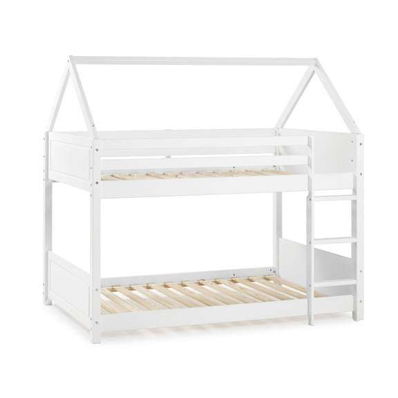 Lodgepole Kid's Twin Over Twin A-Frame Bunk Bed with Built-In Ladder, White