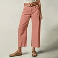 thumbnail image 1 of Lodgix 2025 Women Mid Waist Crop Straight Leg Jeans Solid Stitch Detail Casual Fashion Trendy Denim Pants Without Belt Pink M, 1 of 5