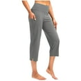 thumbnail image 1 of Lodgix Capri Pants for Women Bootcut Yoga Pants with Pockets High Waisted Flare Leggings Casual Work Pants Gray XL, 1 of 6