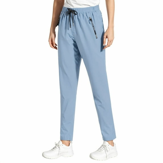 Lodgix Casual Pants Women Summer 2025 Straight Leg Drawstring Petite Pants with Pockets Comfy Lounge Pant Light Blue-2XL