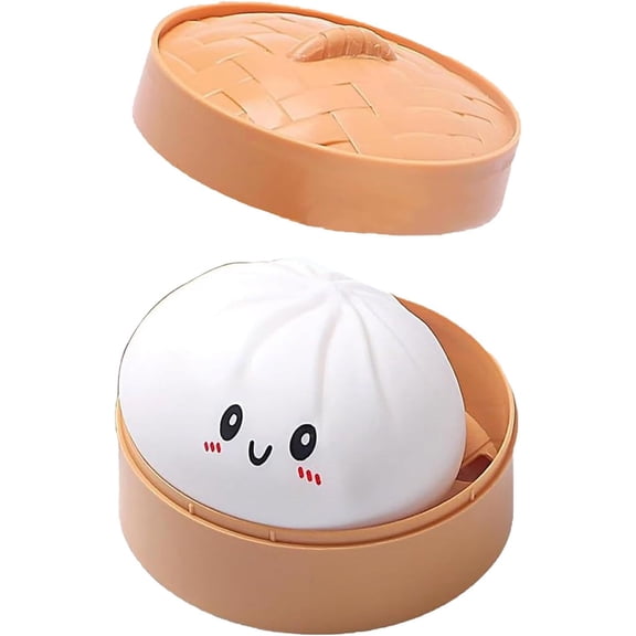 Lodgix Dumpling Squishy, Giant Jumbo Dumpling Squishy Stress Ball with Emoji, Soft Squeeze Decompression Dough, Anxiety Relief, Sensory Fidget Dough, Stress Relief Ball with Autism (White)