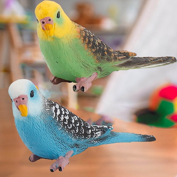 Lodgix Fake Parakeet Realistic Artificial Birds 2Pcs Plastic Bird Models for Garden Home Decoration