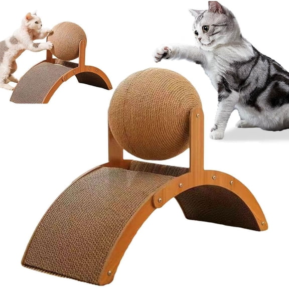 Lodgix Interactive Scratch Pad for Cats, Cat Scratching Post Design with Arch Bridge and Ball for Kittens, Stylish Cat Scratching Board for Pets to Relieve Stress