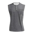 thumbnail image 1 of Lodgix Mens Tank Pockets Summer Casual Sleeveless Shirt Solid Color Loose Fit V Neck Tee Top Gray L, 1 of 4