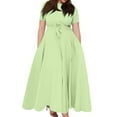 thumbnail image 1 of Lodgix Plus Size Summer Casual Dress A Line Dresses for Women Long Dresses with Sleeve Casual Belted Light Green 2XL, 1 of 4