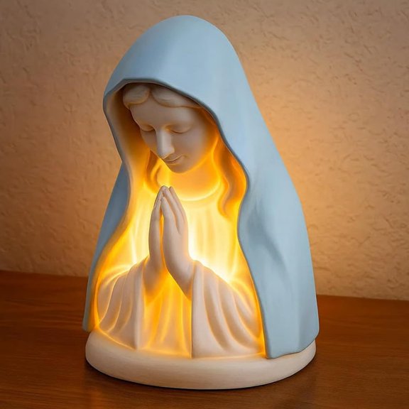 Lodgix Virgin Mary Statue Night Light, Virgin Mary Prayer Night Light, Led Devotional Table Lamp, Soft Eye Protection Night Lights, Home Decor for Bedroom Living Room