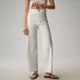 thumbnail image 1 of Lodgix Women Elastic Waist Flare Cropped Pants Bell Bottom Business Casual Trousers Pants with Pockets White XS, 1 of 9