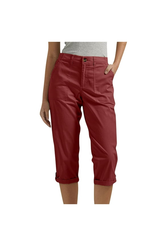 Women's Ultra Lux Comfort with Flex-to-go Utility Skimmer Capri Pant Wine-S